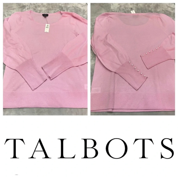 New! Talbots pearl sleeve cuff 100% merino wool crewneck sweater 28772 - Picture 1 of 7